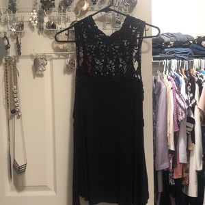 Off the shoulder lace black shirt